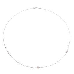 Collier en argent rhodié, oxydes de zirconium et perles synthétiques