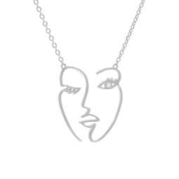 Collier en argent rhodié et oxyde de zirconium, visage