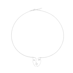 Collier en argent rhodié et oxyde de zirconium, visage