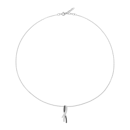 Collier en argent rhodié et rhodié noir, oxydes de zirconium noirs et blancs