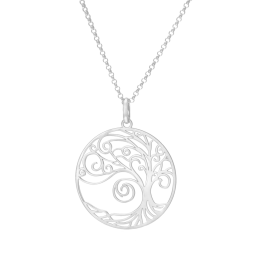 Collier en argent rhodié, arbre de vie