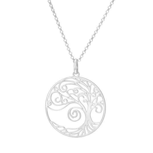 Collier en argent rhodié, arbre de vie