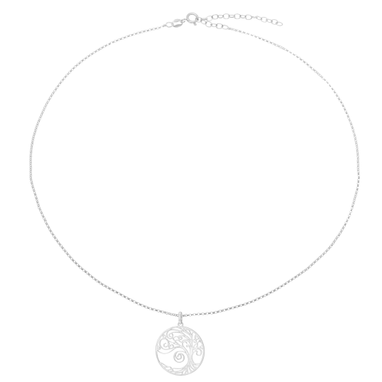 Collier en argent rhodié, arbre de vie