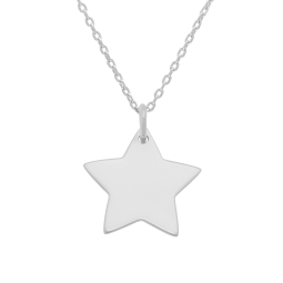Collier en argent rhodié, étoile 20 mm