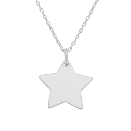Collier en argent rhodié, étoile 20 mm