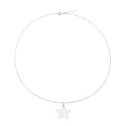 Collier en argent rhodié, étoile 20 mm