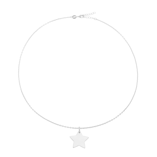 Collier en argent rhodié, étoile 20 mm