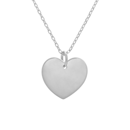 Collier en argent rhodié, coeur 