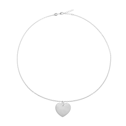 Collier en argent rhodié, coeur 
