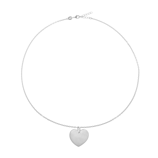 Collier en argent rhodié, coeur 