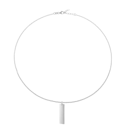 Collier en argent rhodié, plaque rectangle verticale 10 mm