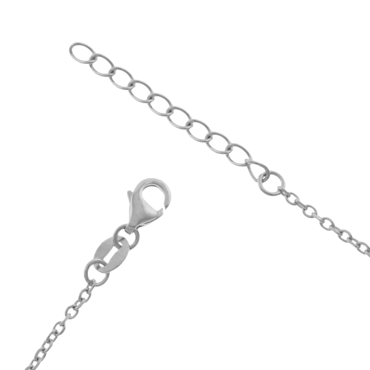Collier en argent rhodié, plaque rectangle verticale 10 mm