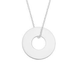 Collier en argent rhodié, anneau 20 mm