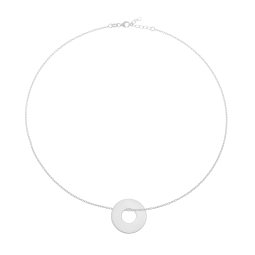 Collier en argent rhodié, anneau 20 mm