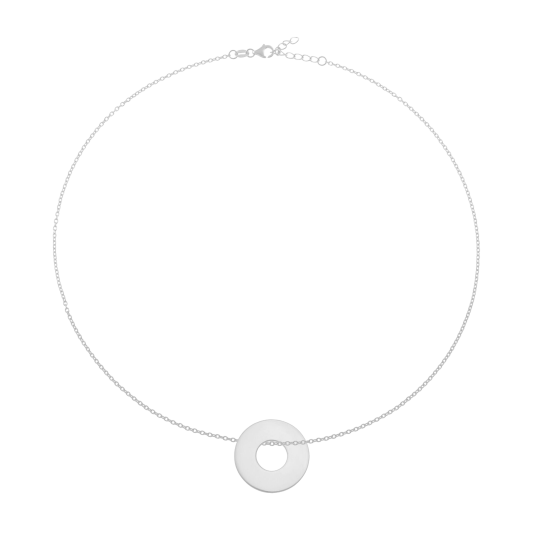 Collier en argent rhodié, anneau 20 mm Collier en argent rhodié, anneau 20 mm