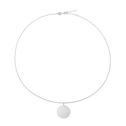 Collier en argent rhodié, plaque ronde 19.5 mm