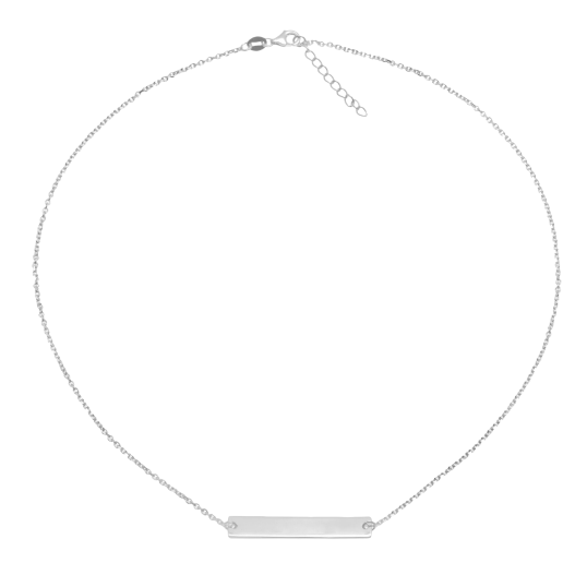 Collier en argent rhodié avec plaque à graver