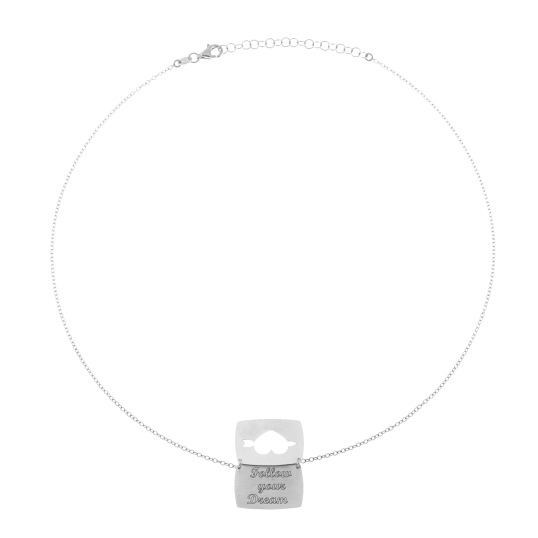Collier en argent rhodié, follow your dream