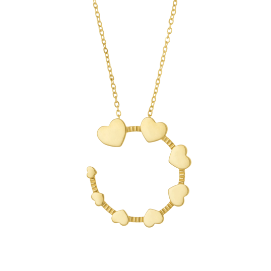 Collier en acier doré, coeur