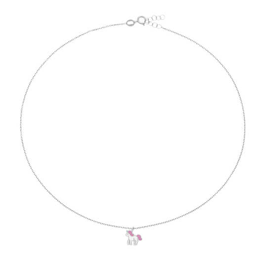 Collier en argent rhodié et laque, licorne