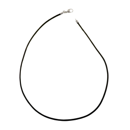Collier en argent rhodié cordon en coton noir