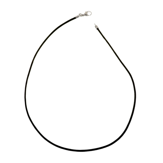 Collier en argent rhodié cordon en coton noir