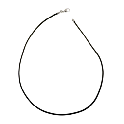 Collier en argent rhodié cordon en coton noir