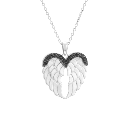 Collier en argent rhodié et oxydes de zirconium, ailes