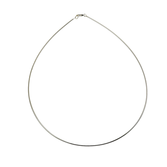 Collier câble en argent rhodié maille oméga