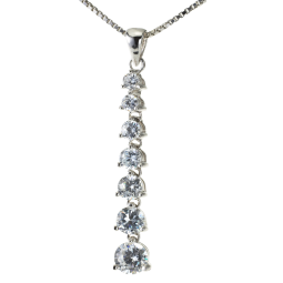 Collier en argent rhodié, oxydes de zirconium et maille vénitienne