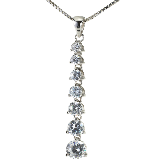 Collier en argent rhodié, oxydes de zirconium et maille vénitienne