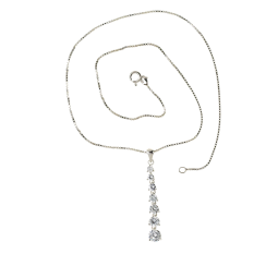 Collier en argent rhodié, oxydes de zirconium et maille vénitienne