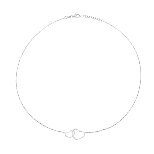 Collier en argent rhodié, coeur