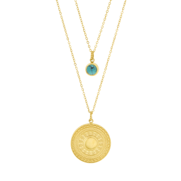 Collier en acier doré et pierre synthétique