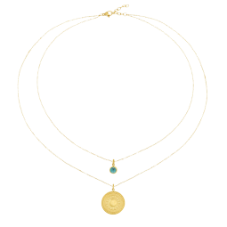 Collier en acier doré et pierre synthétique