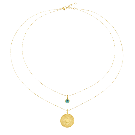 Collier en acier doré et pierre synthétique