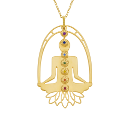 Collier sautoir en acier doré et laque