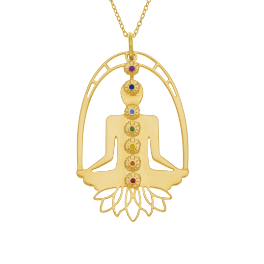 Collier sautoir en acier doré et laque
