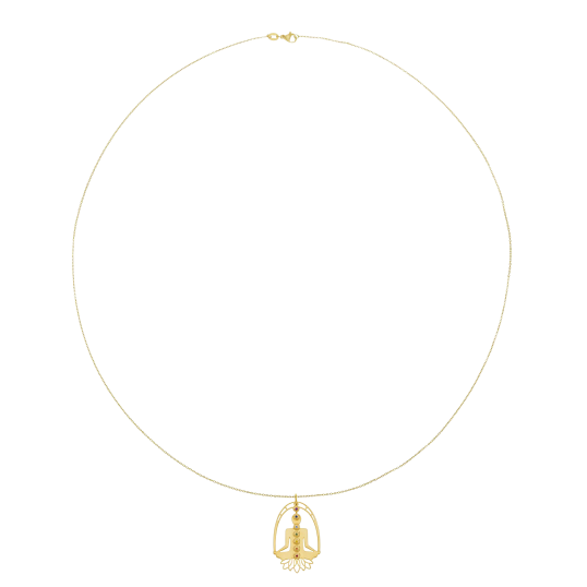Collier sautoir en acier doré et laque