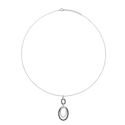 Collier en argent rhodié et rhodié noir, oxydes de zirconium noirs et blancs