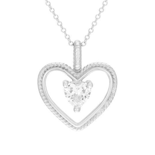 Collier en argent rhodié et oxyde de zirconium, coeur