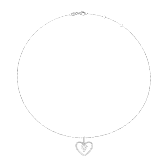 Collier en argent rhodié et oxyde de zirconium, coeur