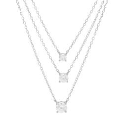 Collier en argent rhodié et oxydes de zirconium