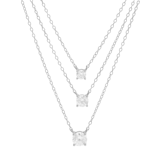 Collier en argent rhodié et oxydes de zirconium