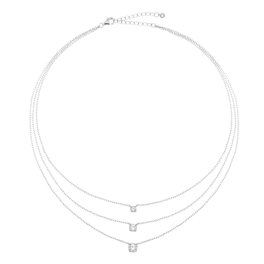 Collier en argent rhodié et oxydes de zirconium