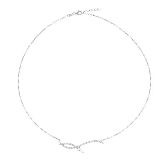 Collier en argent rhodié et oxydes de zirconium