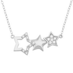 Collier en argent rhodié et oxydes de zirconium, étoiles