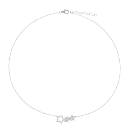 Collier en argent rhodié et oxydes de zirconium, étoiles