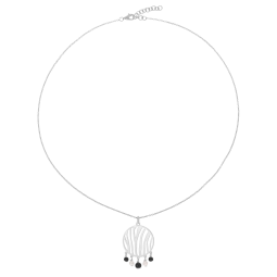 Collier en argent rhodié, perles de culture et onyx