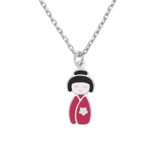 Collier en argent rhodié et laque